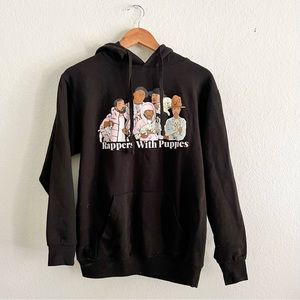 Dog Limited Rappers With Puppies Black Hoodie Sz S